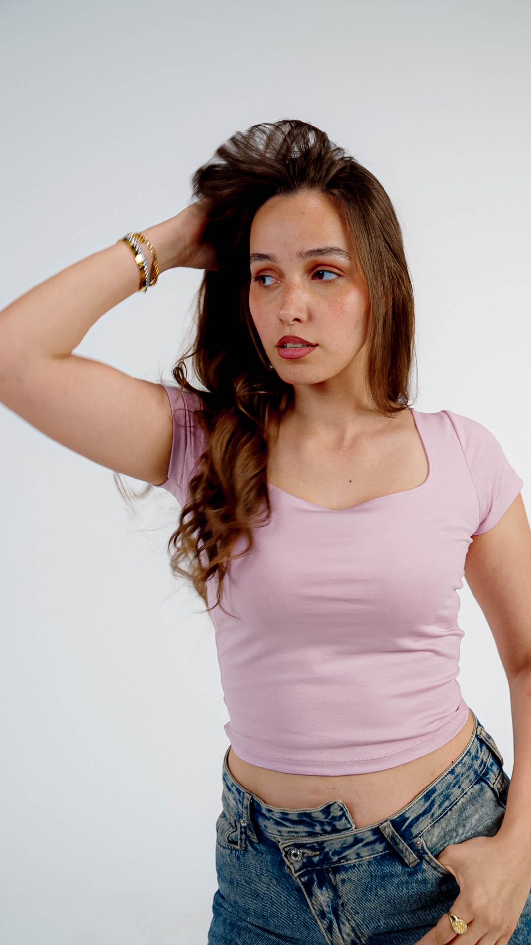 Square Neck Short Sleeve Contour Top