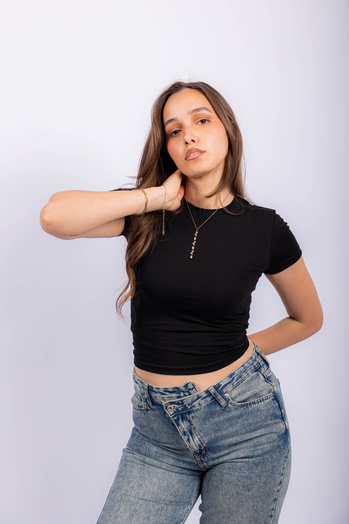 Round Neck Short Sleeve Contour Top