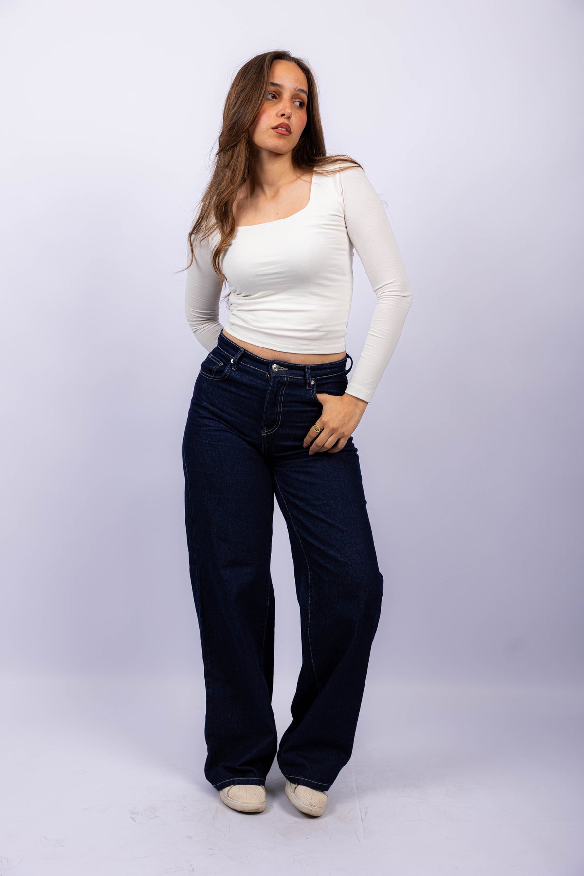 Long Sleeve Square Neck Contour Top