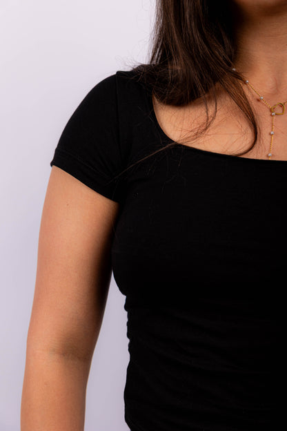 Square Neck Short Sleeve Contour Top
