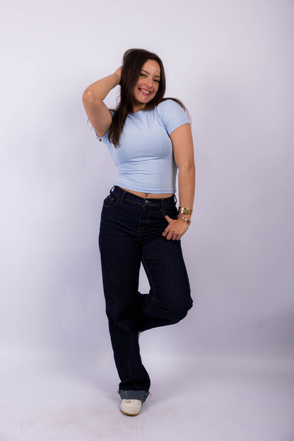 Round Neck Short Sleeve Contour Top