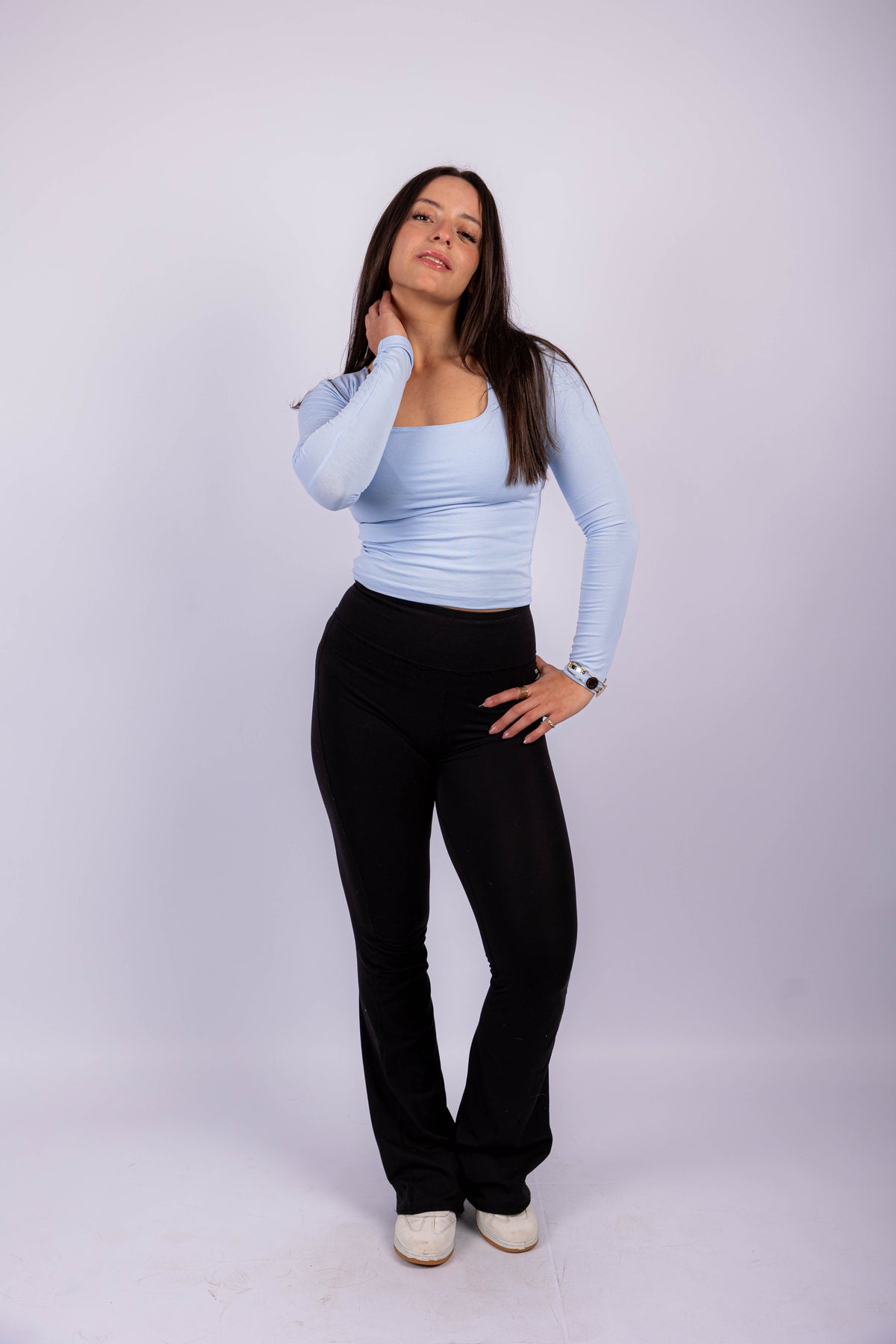 Long Sleeve Square Neck Contour Top