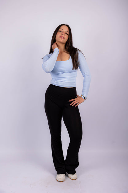 Long Sleeve Square Neck Contour Top